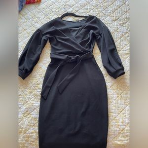 Boohoo black midi dress